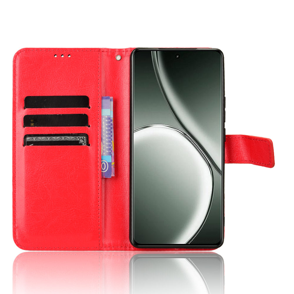 For Realme GT Neo6 SE 5G Case Wallet Crazy Horse Texture Magnetic Phone Cover - Red