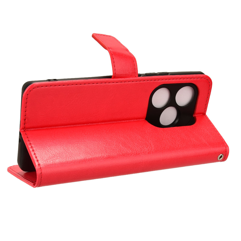 For Realme GT Neo6 SE 5G Case Wallet Crazy Horse Texture Magnetic Phone Cover - Red