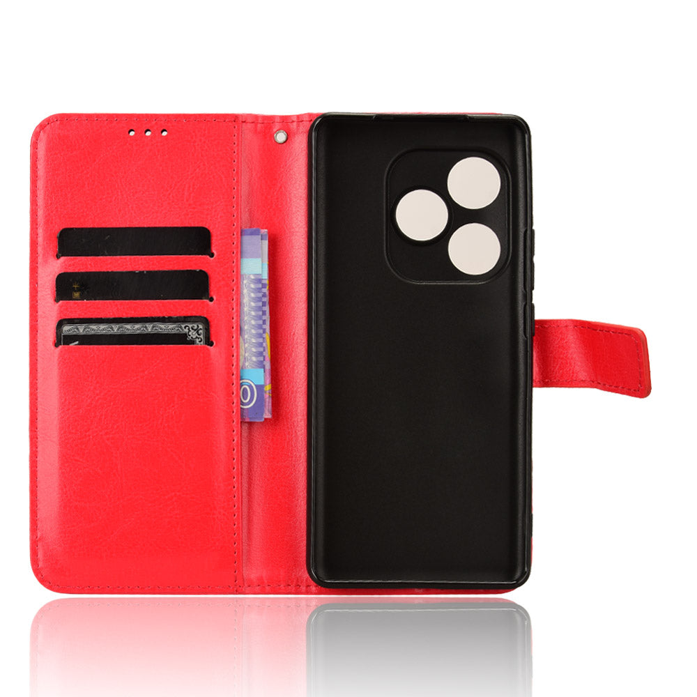 For Realme GT Neo6 SE 5G Case Wallet Crazy Horse Texture Magnetic Phone Cover - Red