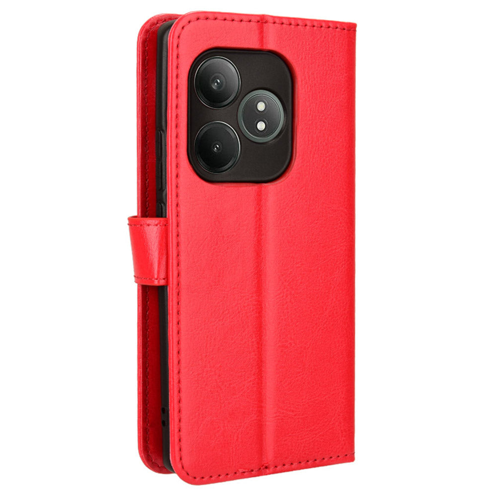 For Realme GT Neo6 SE 5G Case Wallet Crazy Horse Texture Magnetic Phone Cover - Red