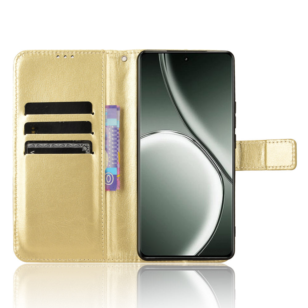 For Realme GT Neo6 SE 5G Case Wallet Crazy Horse Texture Magnetic Phone Cover - Gold