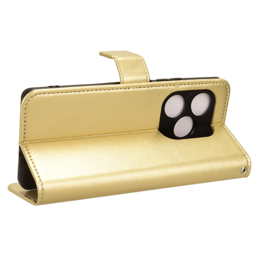 For Realme GT Neo6 SE 5G Case Wallet Crazy Horse Texture Magnetic Phone Cover - Gold