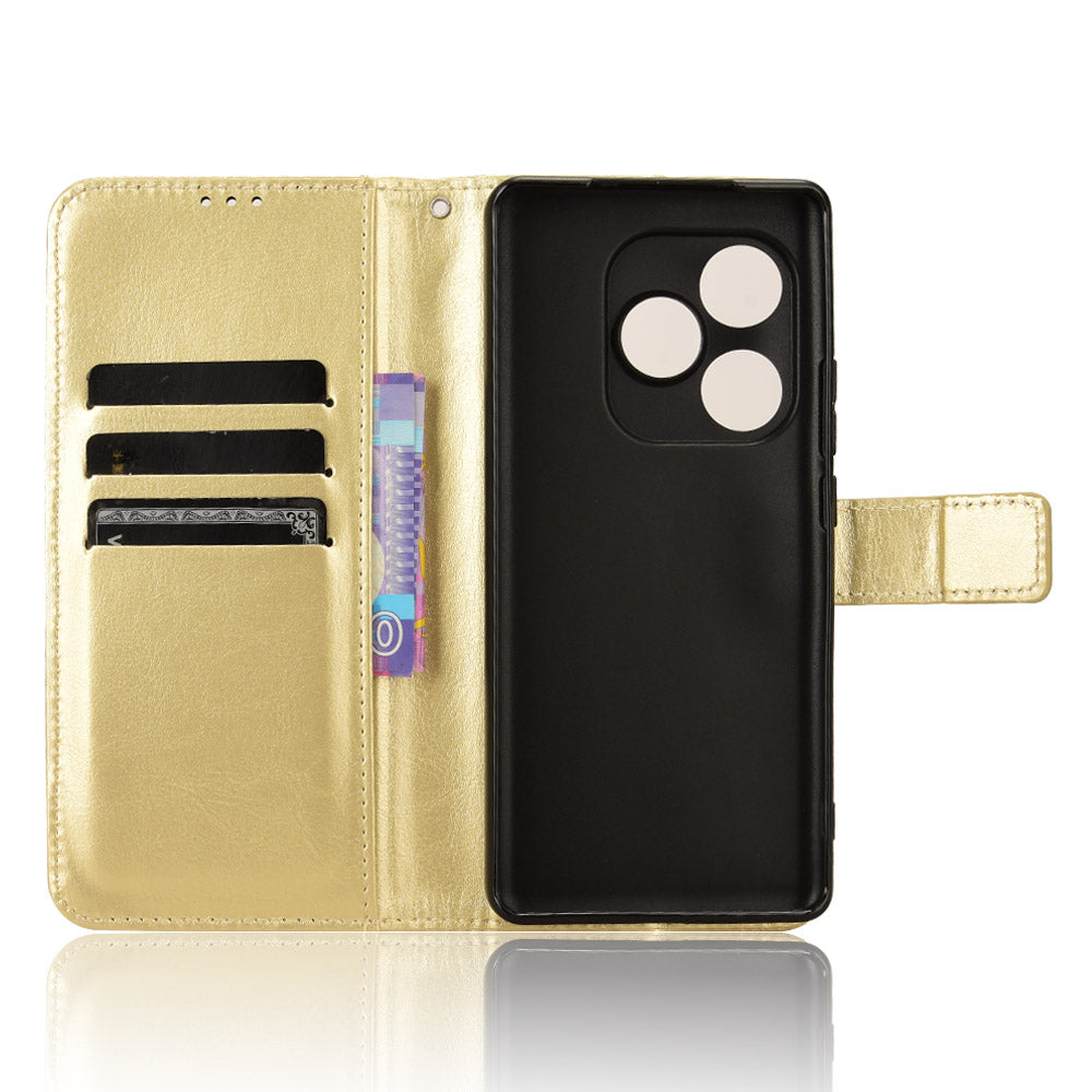 For Realme GT Neo6 SE 5G Case Wallet Crazy Horse Texture Magnetic Phone Cover - Gold
