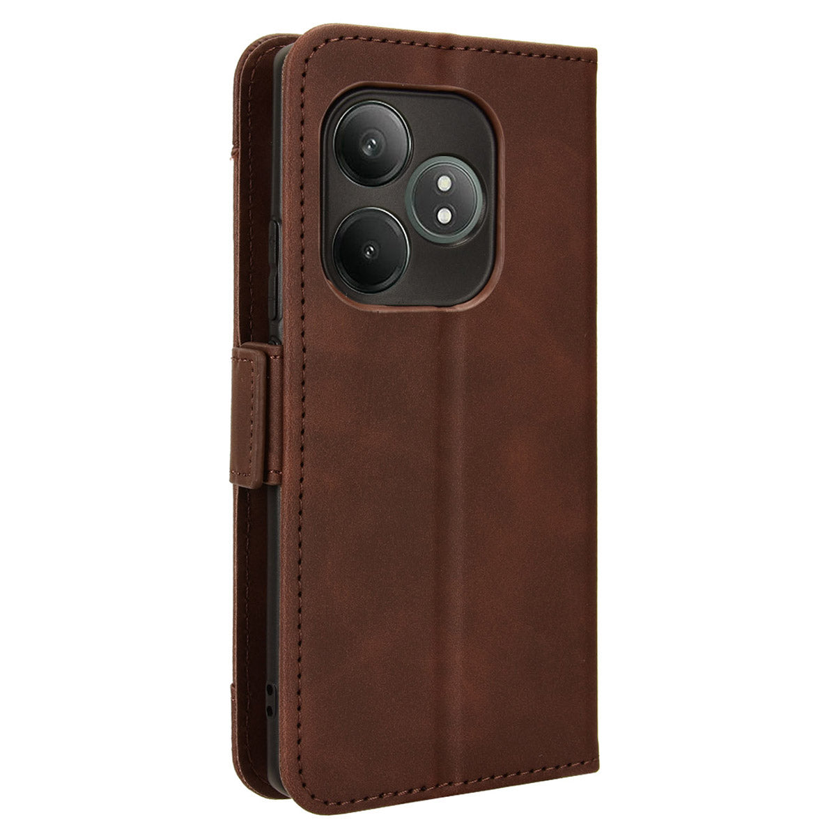 For Realme GT Neo6 SE 5G Phone Cover with Multiple Card Slots Folio Flip Leather Case - Brown
