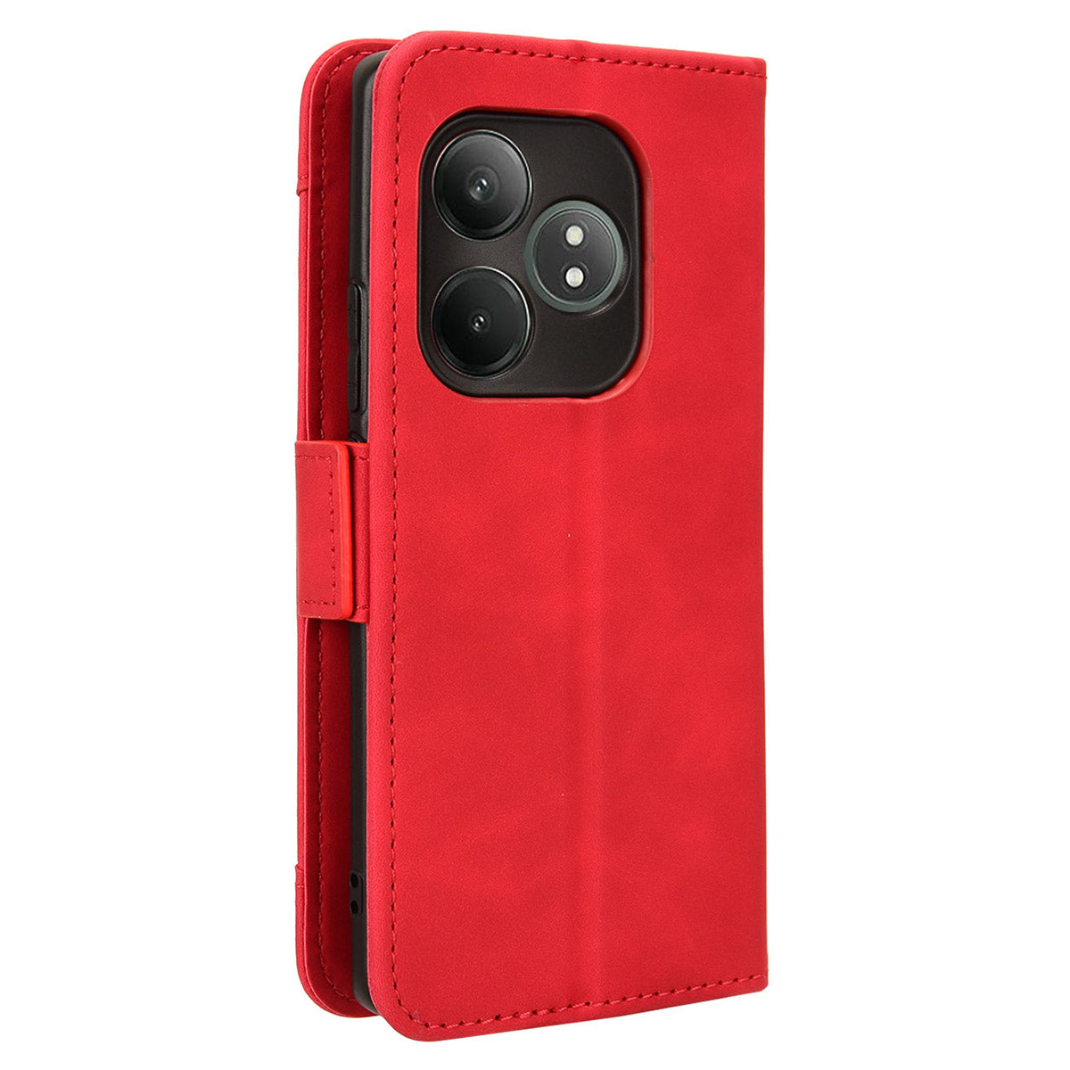 For Realme GT Neo6 SE 5G Phone Cover with Multiple Card Slots Folio Flip Leather Case - Red