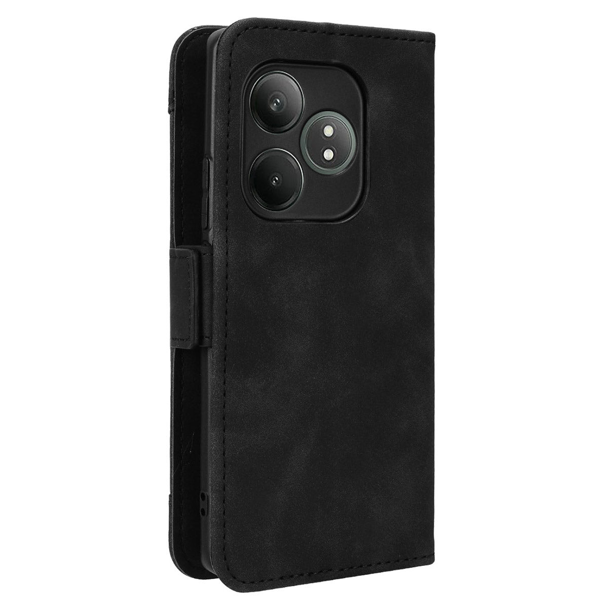 For Realme GT Neo6 SE 5G Phone Cover with Multiple Card Slots Folio Flip Leather Case - Black