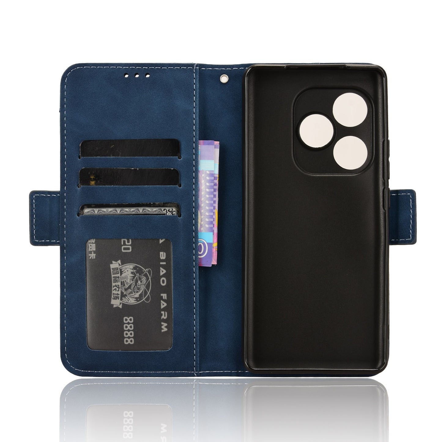 For Realme GT Neo6 SE 5G Phone Cover with Multiple Card Slots Folio Flip Leather Case - Blue