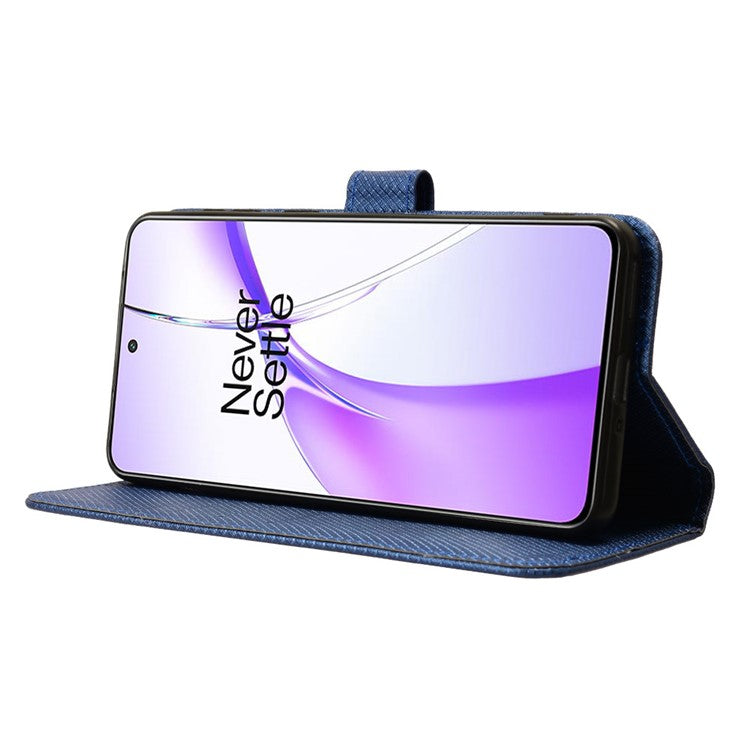 For OnePlus Nord CE4 5G / Oppo K12 Wallet Case Diamond Texture PU Leather Mobile Phone Cover - Blue