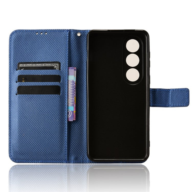 For OnePlus Nord CE4 5G / Oppo K12 Wallet Case Diamond Texture PU Leather Mobile Phone Cover - Blue