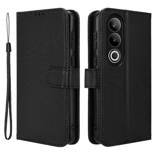 For OnePlus Nord CE4 5G Wallet Case Diamond Texture PU Leather Mobile Phone Cover - Black