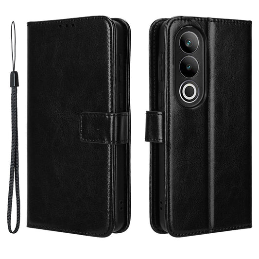 For OnePlus Nord CE4 5G Magnetic Phone Case Folio Stand Crazy Horse Texture Cover - Black