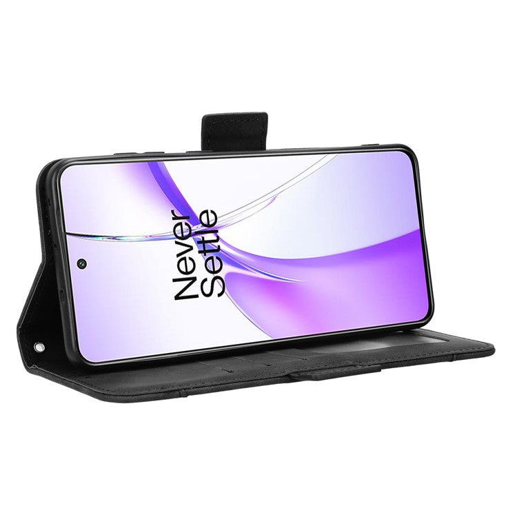 For OnePlus Nord CE4 5G / Oppo K12 Wallet Case Multiple Card Slots Leather Phone Cover - Black