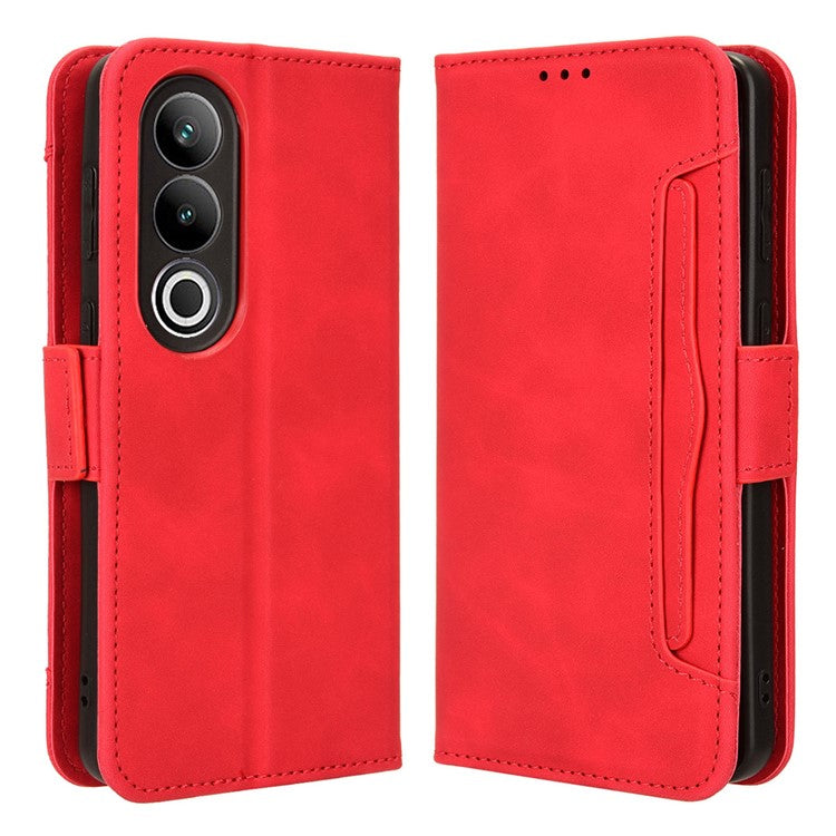 For OnePlus Nord CE4 5G / Oppo K12 Wallet Case Multiple Card Slots Leather Phone Cover - Red