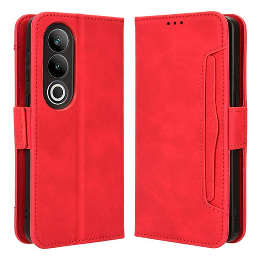 For OnePlus Nord CE4 5G / Oppo K12 Wallet Case Multiple Card Slots Leather Phone Cover - Red