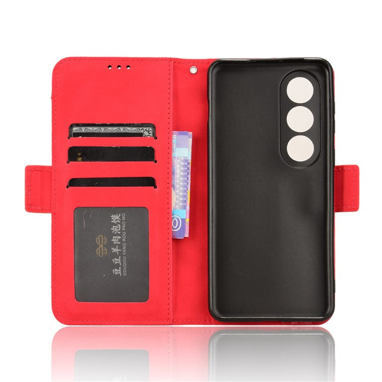 For OnePlus Nord CE4 5G / Oppo K12 Wallet Case Multiple Card Slots Leather Phone Cover - Red
