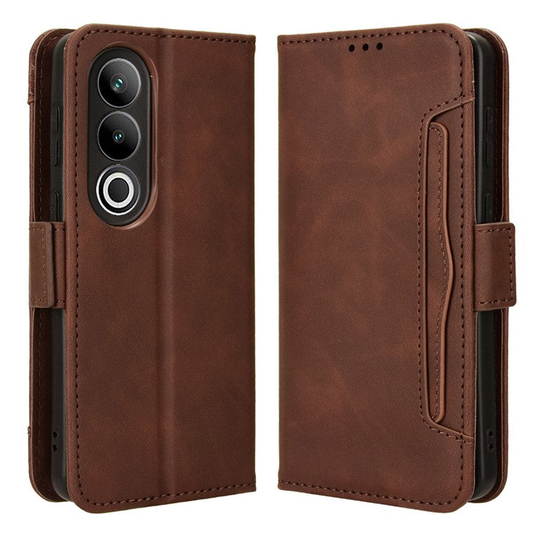 For OnePlus Nord CE4 5G / Oppo K12 Wallet Case Multiple Card Slots Leather Phone Cover - Brown