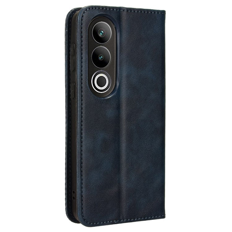 For OnePlus Nord CE4 5G / Oppo K12 Wallet Case Magnetic Closing Retro Leather Phone Cover - Blue
