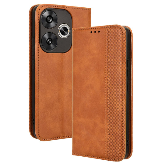 For Xiaomi Redmi Turbo 3 5G Case PU Leather Wallet Retro Texture Phone Cover Wholesale - Brown