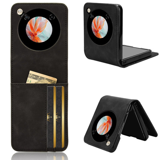 For ZTE nubia Flip 5G / Libero Flip A304ZT Leather Case Card Slots Phone Cover - Black