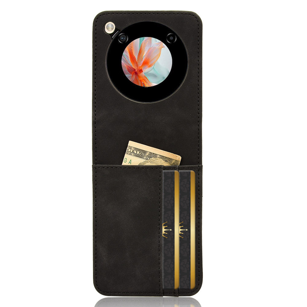 For ZTE nubia Flip 5G / Libero Flip A304ZT Leather Case Card Slots Phone Cover - Black