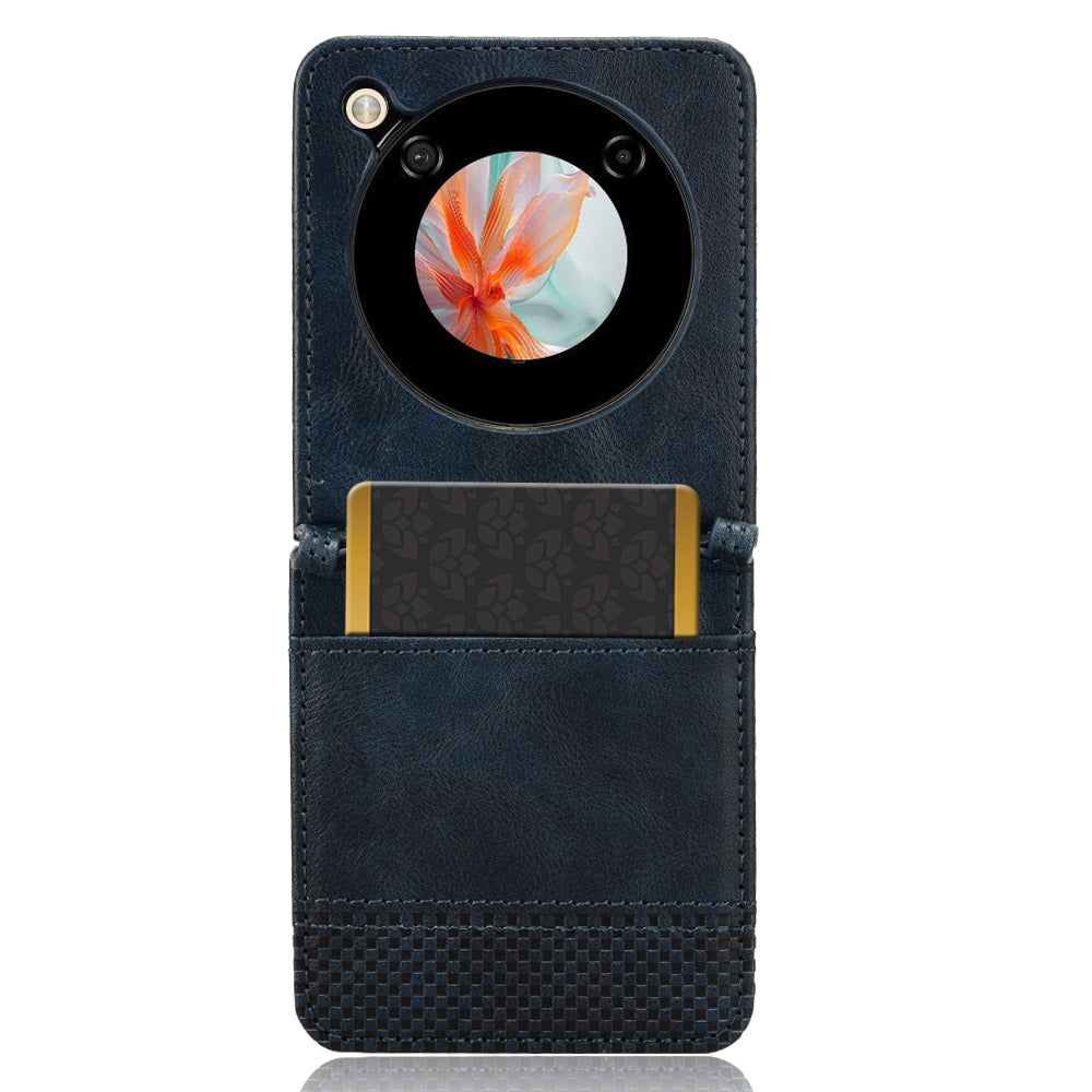 For ZTE nubia Flip 5G / Libero Flip A304ZT Case Card Holder Retro PU Leather Phone Cover - Blue