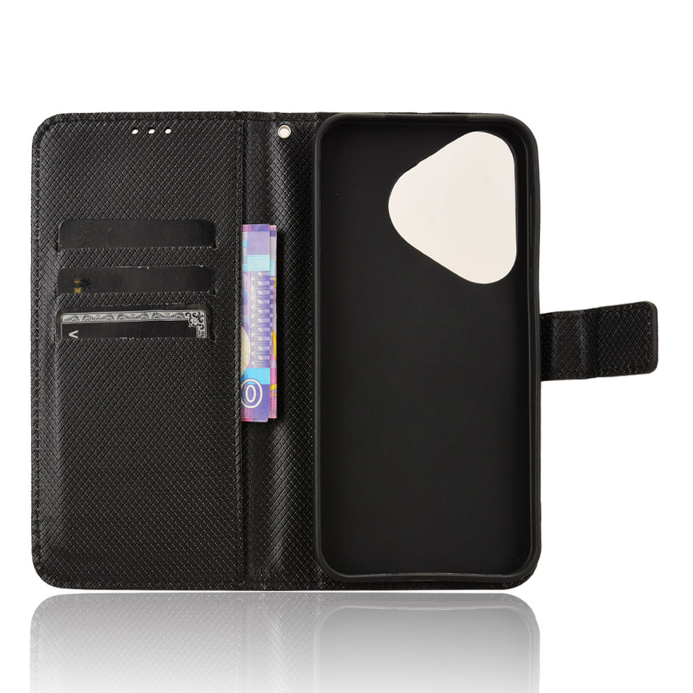 For Huawei Pura 70 Wholesale Phone Case Diamond Texture Leather Stand Wallet Cover - Black