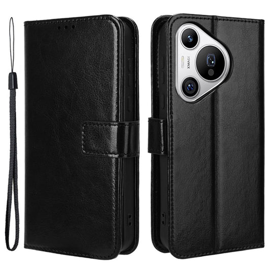 For Huawei Pura 70 Case Wallet Leather Cover Mobile Phone Accessories Wholesale - Black
