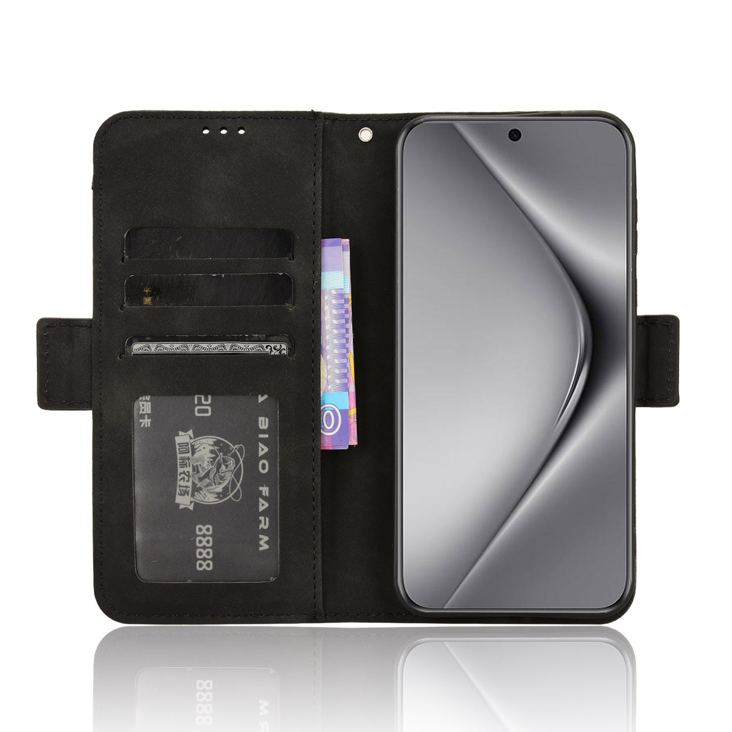 For Huawei Pura 70 Leather Case Multiple Card Slots Mobile Phone Cover Wholesale - Black