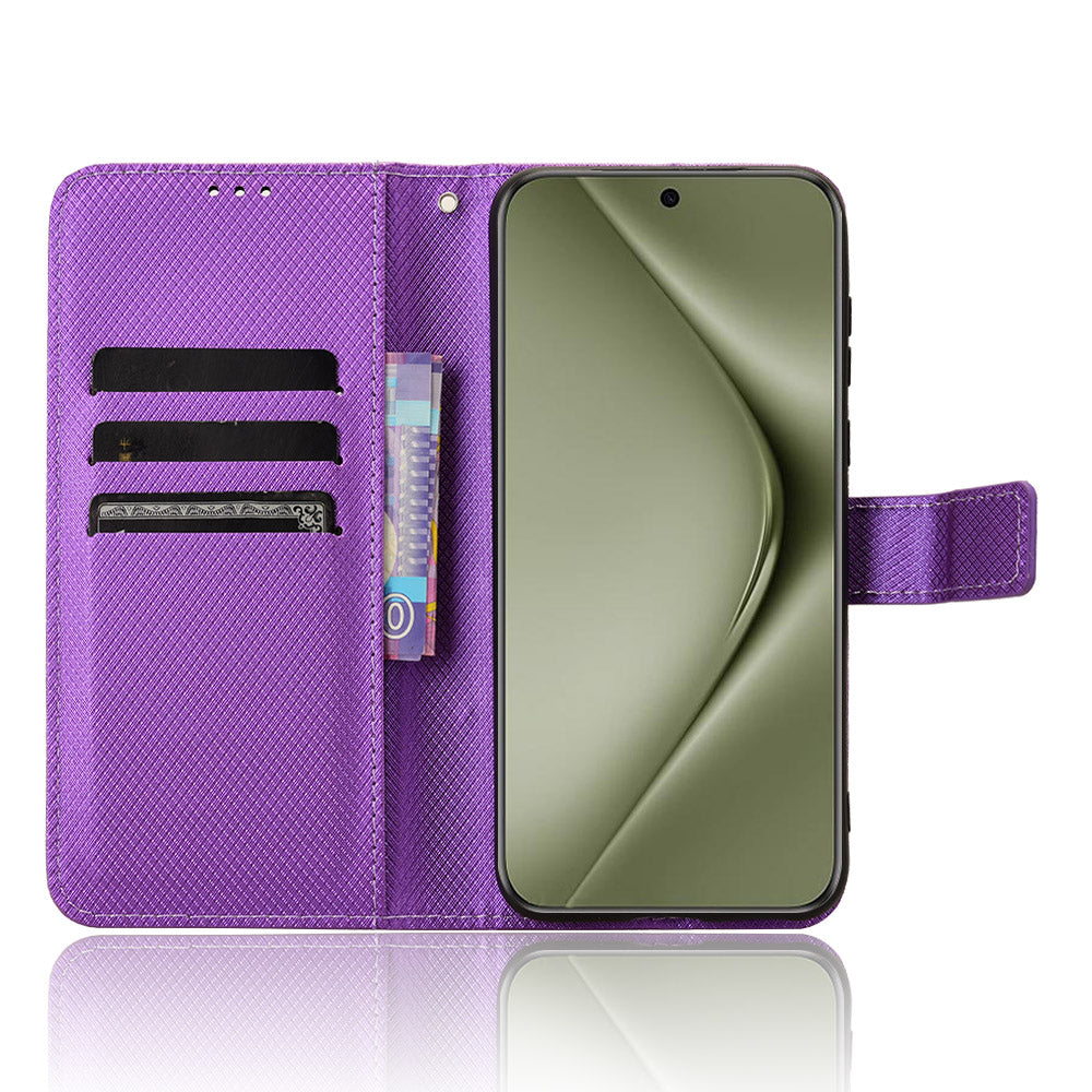 For Huawei Pura 70 Pro / 70 Pro+ / 70 Ultra Case Diamond Texture Phone Leather Cover - Purple
