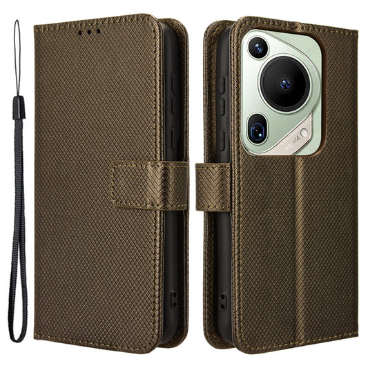 For Huawei Pura 70 Pro / 70 Pro+ / 70 Ultra Case Diamond Texture Phone Leather Cover - Brown