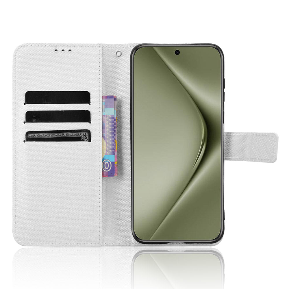 For Huawei Pura 70 Pro / 70 Pro+ / 70 Ultra Case Diamond Texture Phone Leather Cover - White
