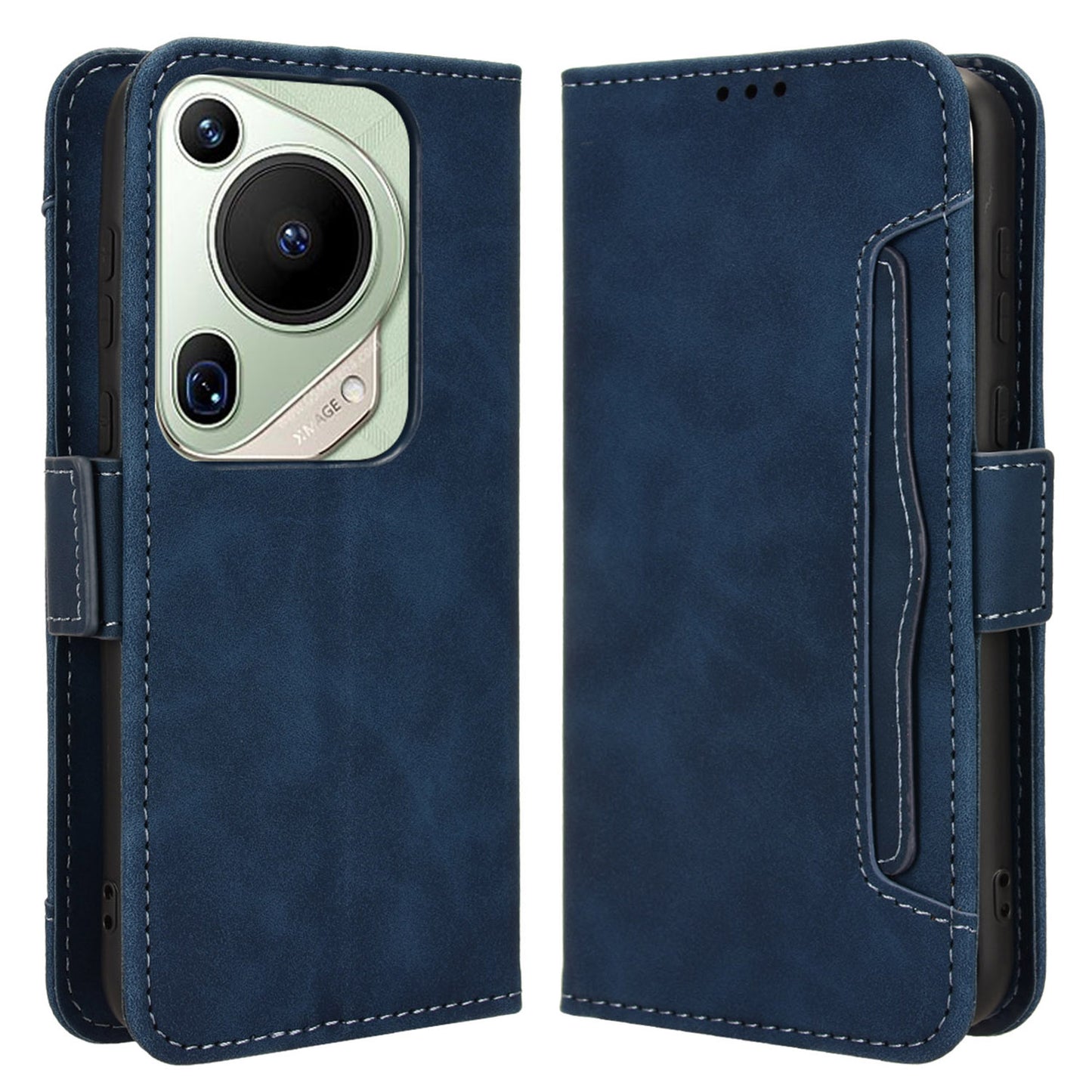 For Huawei Pura 70 Pro / 70 Pro+ / 70 Ultra Leather Case Multiple Card Slots Phone Cover - Blue