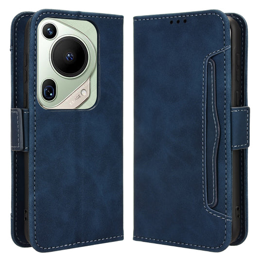 For Huawei Pura 70 Pro / 70 Pro+ / 70 Ultra Leather Case Multiple Card Slots Phone Cover - Blue