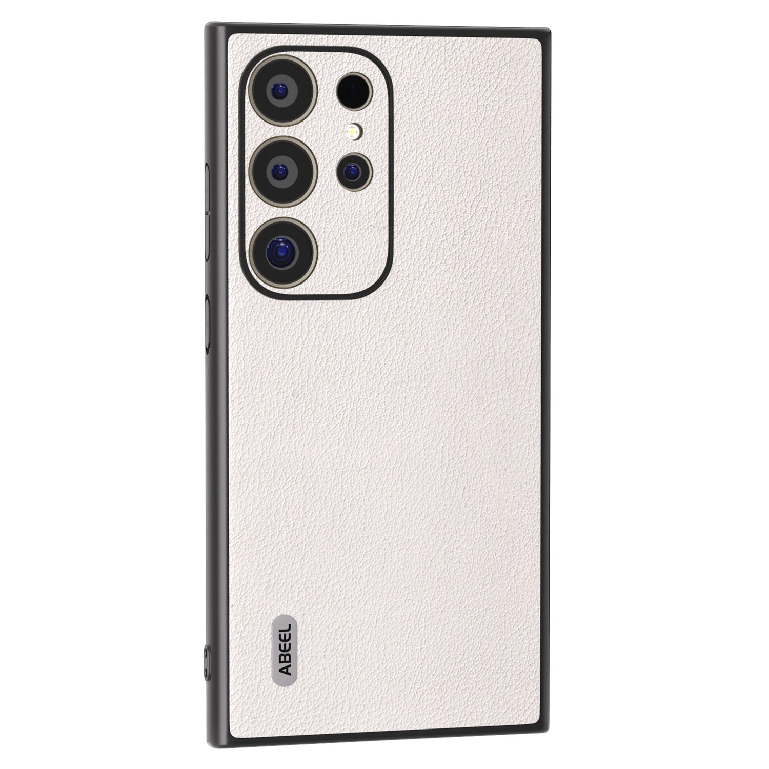 ABEEL For Samsung Galaxy S24 Ultra Case Textured Genuine Cow Leather Anti-Fingerprint Protective Cover - Grey