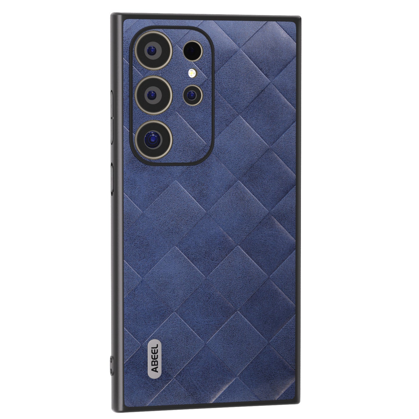 ABEEL For Samsung Galaxy S24 Ultra Case Grid Texture PU Leather+TPU+PC Protective Phone Cover - Blue
