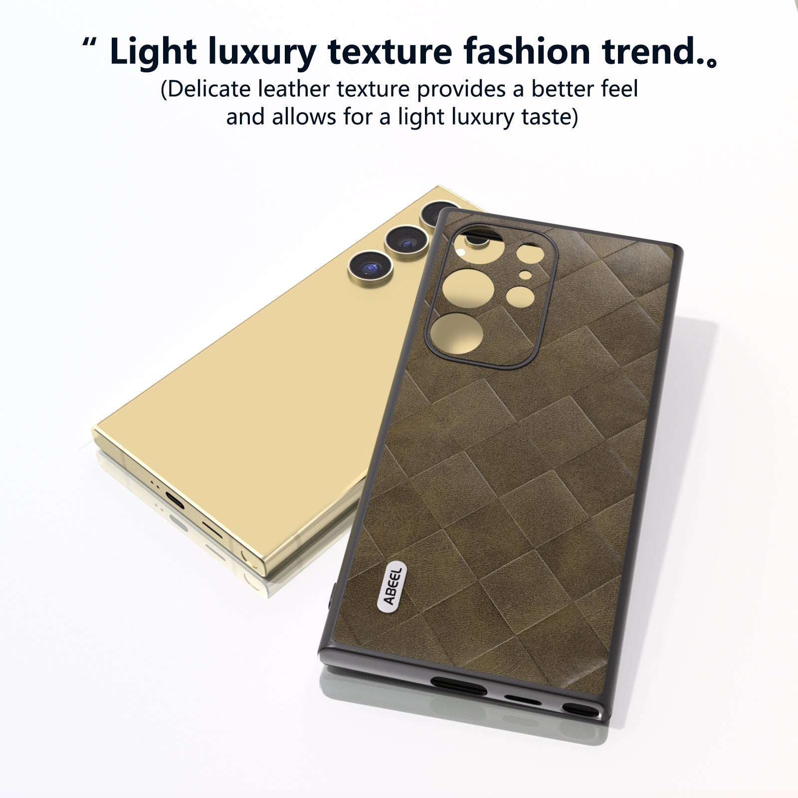 ABEEL For Samsung Galaxy S24 Ultra Case Grid Texture PU Leather+TPU+PC Protective Phone Cover - Green