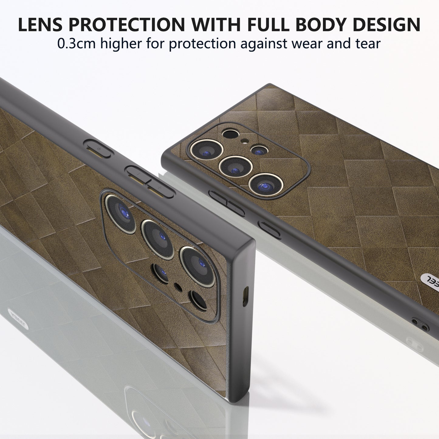 ABEEL For Samsung Galaxy S24 Ultra Case Grid Texture PU Leather+TPU+PC Protective Phone Cover - Green