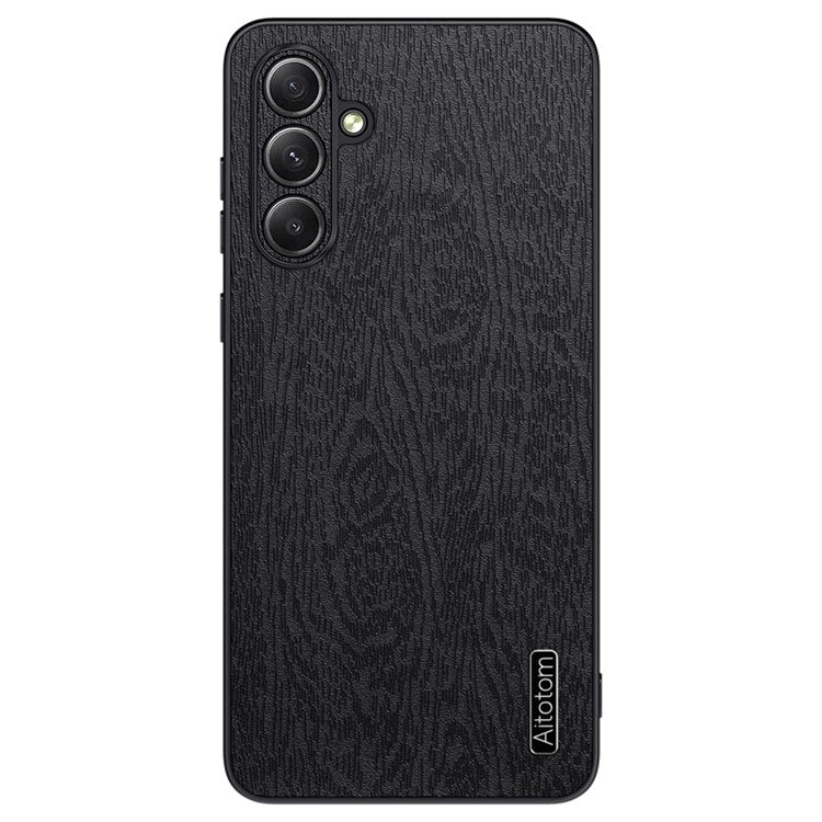 Wholesale Phone Cases for Samsung Galaxy M55 5G / C55 5G / F55 5G Wood Texture PU Leather+PC+TPU Phone Cover - Black