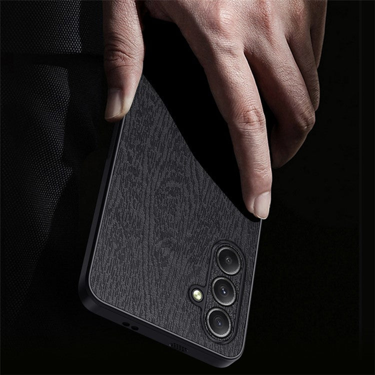 Wholesale Phone Cases for Samsung Galaxy M55 5G / C55 5G / F55 5G Wood Texture PU Leather+PC+TPU Phone Cover - Black