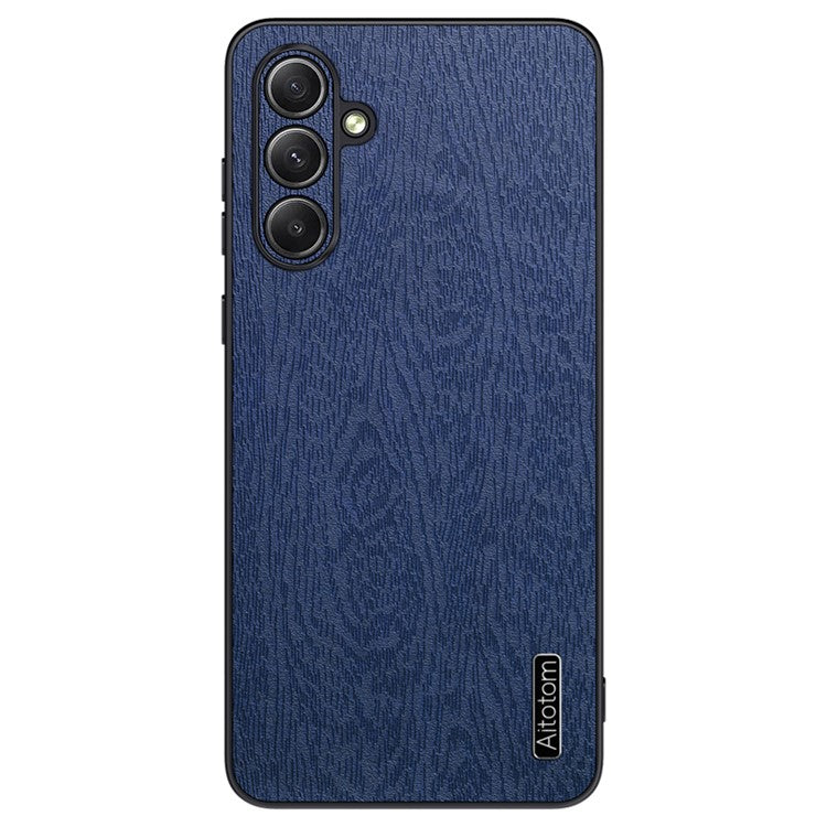 Wholesale Phone Cases for Samsung Galaxy M55 5G / C55 5G / F55 5G Wood Texture PU Leather+PC+TPU Phone Cover - Blue