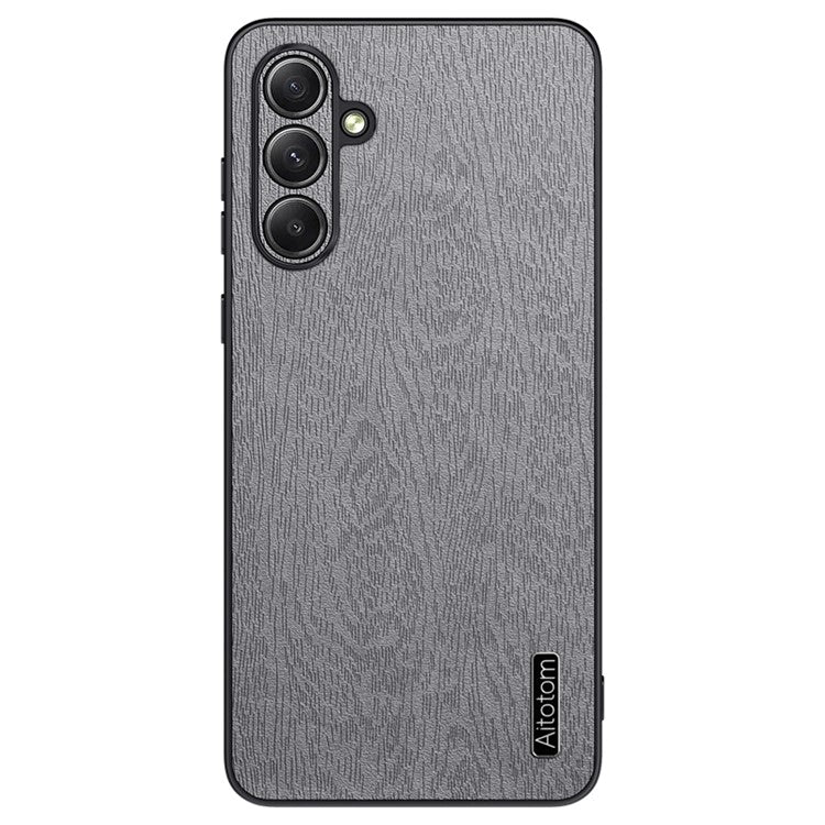 Wholesale Phone Cases for Samsung Galaxy M55 5G / C55 5G / F55 5G Wood Texture PU Leather+PC+TPU Phone Cover - Grey