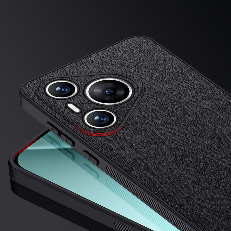 For Huawei Pura 70 Case Wood Grain PU Leather+PC+TPU Slim-Fit Phone Guard Cover - Blue