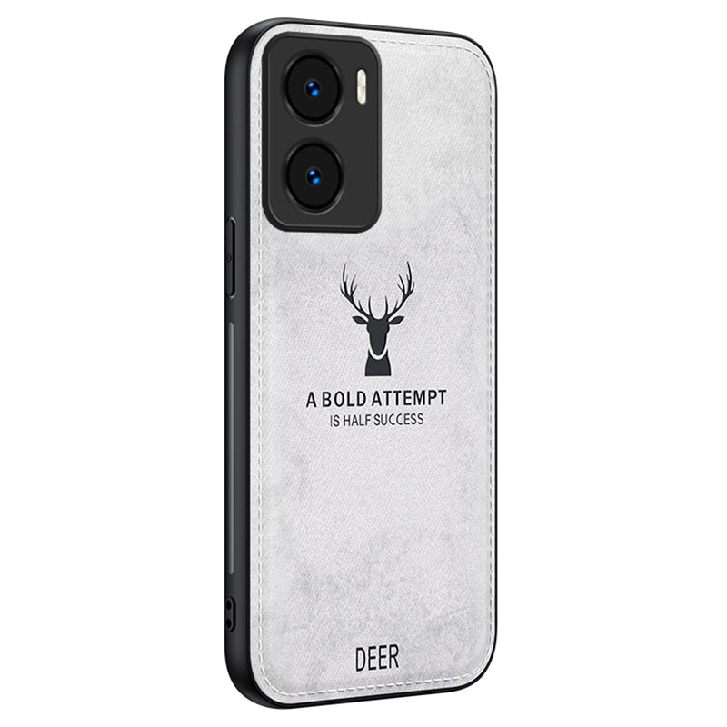 For Honor Play 40 Plus 5G Cloth Texture Wholesale Phone Cases Deer Pattern Leather+PC+TPU Phone Cover - Grey