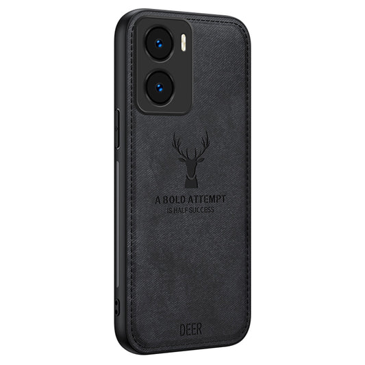 For Honor Play 40 Plus 5G Cloth Texture Wholesale Phone Cases Deer Pattern Leather+PC+TPU Phone Cover - Black