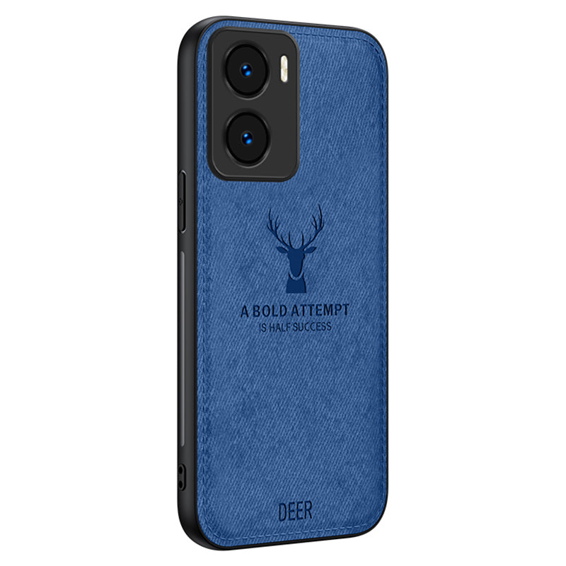 For Honor Play 40 Plus 5G Cloth Texture Wholesale Phone Cases Deer Pattern Leather+PC+TPU Phone Cover - Blue