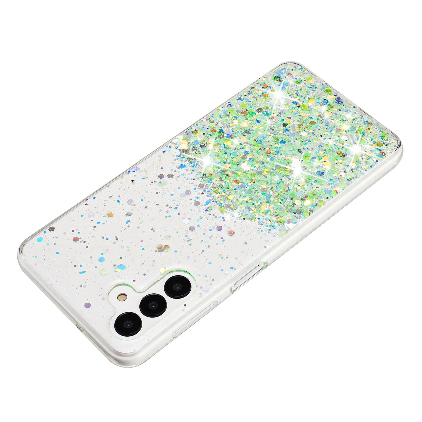 For Samsung Galaxy S24+ Case Luminous Sequins Anti-fall TPU Mobile Phone Cover - Green