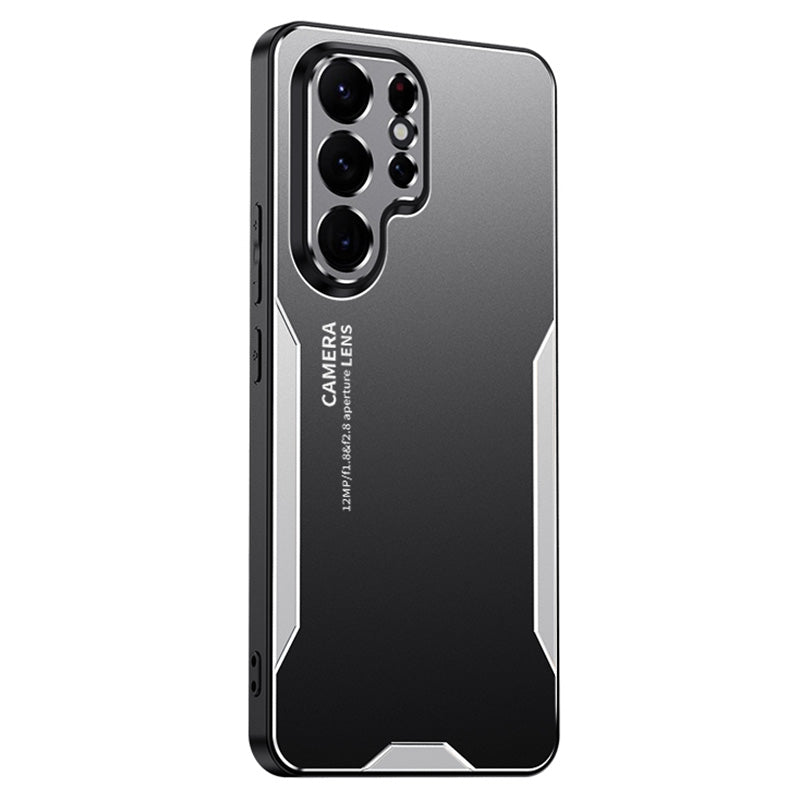 For Samsung Galaxy S22 Ultra 5G Back Case Military Aluminum Alloy Sturdy Protective Cover - Silver