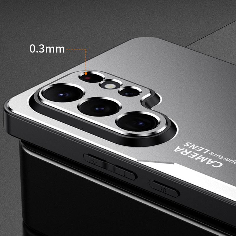 For Samsung Galaxy S22 Ultra 5G Back Case Military Aluminum Alloy Sturdy Protective Cover - Red