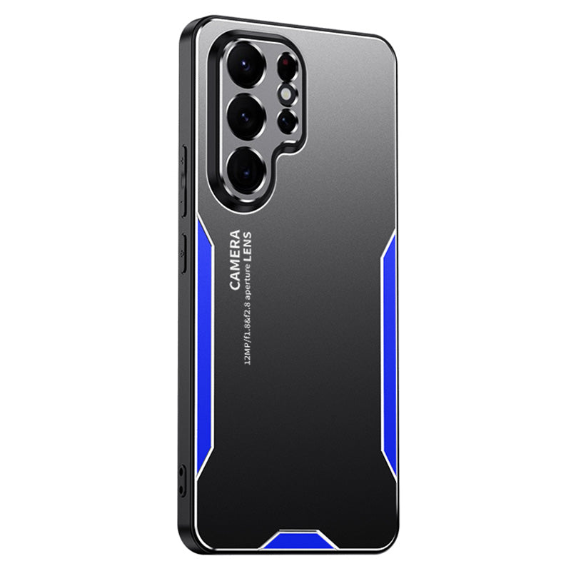 For Samsung Galaxy S22 Ultra 5G Back Case Military Aluminum Alloy Sturdy Protective Cover - Blue