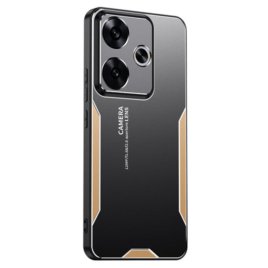 For Xiaomi Redmi Turbo 3 5G Case Aluminum Alloy+PC+TPU Shock Absorption Phone Cover - Gold